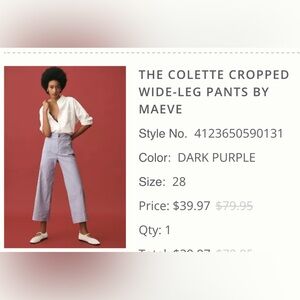 The Colette by Maeve Anthropologie purple cropped pants